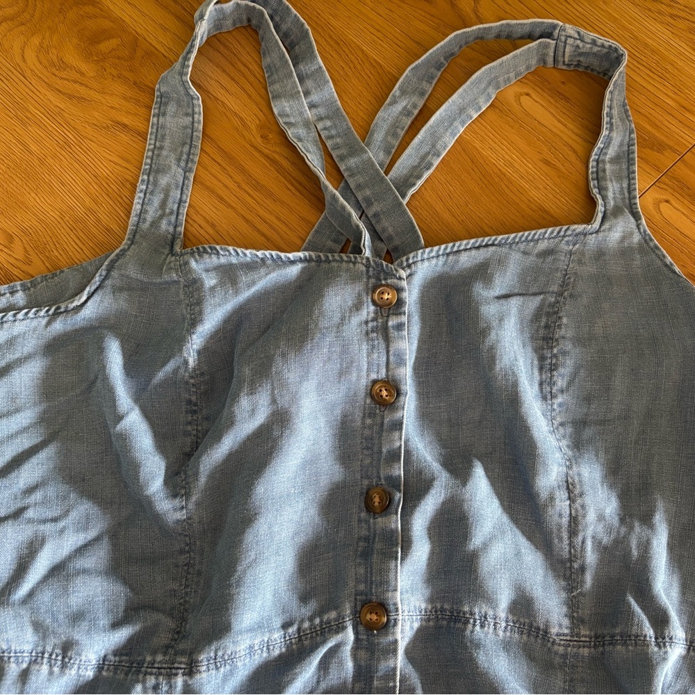 LOFT Light Denim Tie-Strap Sundress - Light Blue - Picture 2 of 5